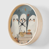Niedliche Geister mit Pumpkins Whimsisches Hallowe Uhr (Winkel)