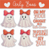 Niedliche Geister mit roten Bögen Aufkleber (Vorderseite)