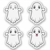 Niedliche Geister mit verschiedenen Ausdrücken Hal Aufkleber (Vorderseite)