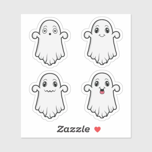 Niedliche Geister mit verschiedenen Ausdrücken Hal Aufkleber (Blatt)