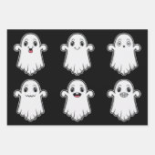 Niedliche Geister mit verschiedenen Ausdrücken Hal Geschenkpapier Set (Vorderseite 2)