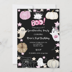 Niedliche Geister, Pink Pumpkins & Stars Geburtsta Einladung
