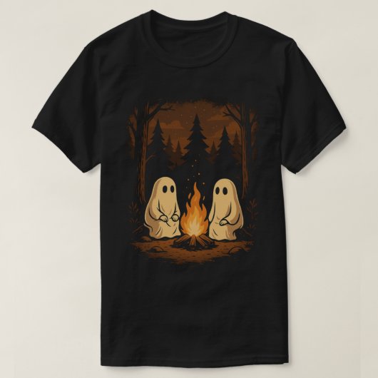Niedliche Geister rund um das Campfire Halloween T-Shirt (Design vorne)