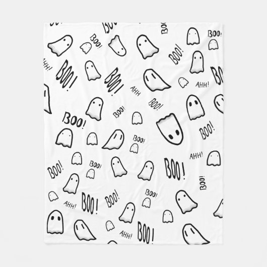 Niedliche Geister Schwarz/Weiß Fleecedecke (Vorderseite)