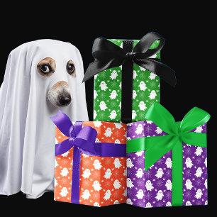 Niedliche Geister   Spinnen   Spider Webs Hallowee Geschenkpapier Set