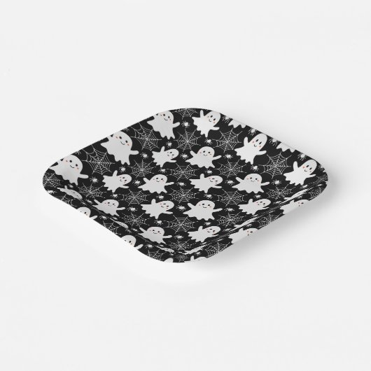 Niedliche Geister | Spinnen | Spider Webs Hallowee Pappteller (Gewinkelt)