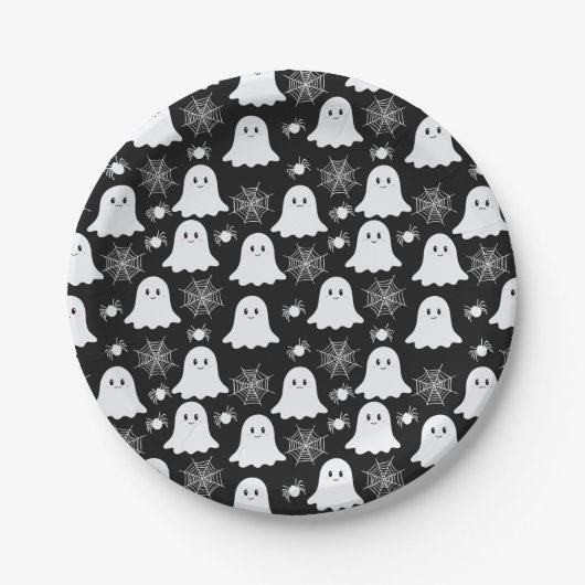 Niedliche Geister | Spinnen | Spider Webs Hallowee Pappteller (Vorderseite)