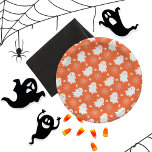 Niedliche Geister | Spinnen | Spider Webs Hallowee Pappteller<br><div class="desc">Niedliche Geister,  Spinnen und Spinnennetze auf einem orangen Halloween-Muster.</div>