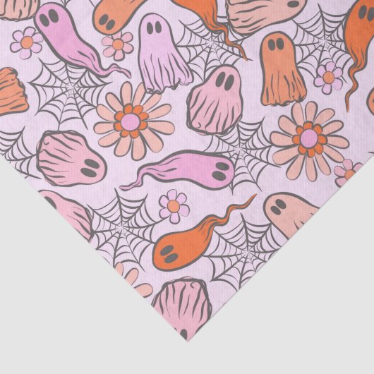 Niedliche Geister und Blume Pattern Halloween Seidenpapier (Ausschnitt)