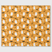 Niedliche Geister und Fledermäuse Orange Halloween Geschenkpapier (Flach)