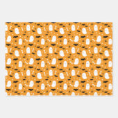 Niedliche Geister und Fledermäuse Orange Halloween Geschenkpapier Set (Vorderseite)