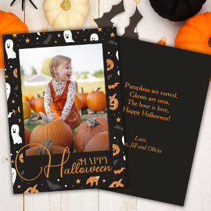 Niedliche Geister und Gourds glückliches Halloween Feiertagskarte