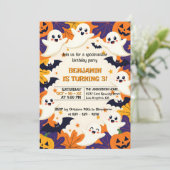 Niedliche Geister und Jack-O'-Lantern Halloween Einladung (Stehend Vorderseite)