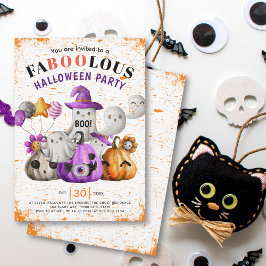 Niedliche Geister und Kürbis BOO-Halloween-Party Einladung