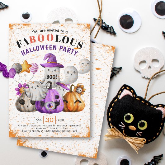 Niedliche Geister und Kürbis BOO-Halloween-Party Einladung