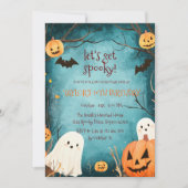 Niedliche Geister und Pumpkins Halloween Geburtsta Einladung (Vorderseite)