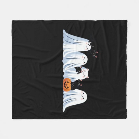 Niedliche Geister und Schwarze Katzen Halloween - Fleecedecke (Vorderseite (Horizontal))