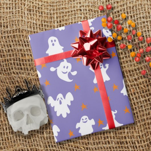 Niedliche Geister und Sternenmuster Halloween Geschenkpapier