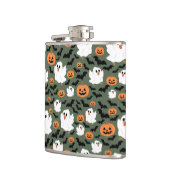 Niedliche Geisterhühner mit Pumpkins und Fledermäu Flachmann (Links)