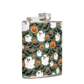 Niedliche Geisterhühner mit Pumpkins und Fledermäu Flachmann (Rechts)