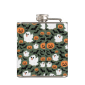 Niedliche Geisterhühner mit Pumpkins und Fledermäu Flachmann (Rückseite)