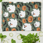 Niedliche Geisterhühner mit Pumpkins und Fledermäu Geschirrtuch (Gefaltet)