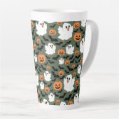 Niedliche Geisterhühner mit Pumpkins und Fledermäu Milchtasse (Rechte Ecke)