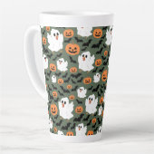 Niedliche Geisterhühner mit Pumpkins und Fledermäu Milchtasse (Linke Ecke)