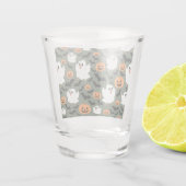 Niedliche Geisterhühner mit Pumpkins und Fledermäu Schnapsglas (Rückseite)