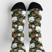 Niedliche Geisterhühner mit Pumpkins und Fledermäu Socken (Oben)