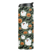 Niedliche Geisterhühner mit Pumpkins und Fledermäu Thermosbecher (Nach links gedreht)