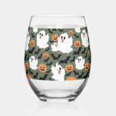 Niedliche Geisterhühner mit Pumpkins und Fledermäu Weinglas Ohne Stiel (Rechts)