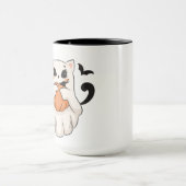 Niedliche Geisterkatze mit Pumpkin | Spooky Hallow Tasse (Zentrum)