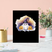 Niedliche Geisterkatze mit Pumpkins - Kawaii Hallo Acrylschild (Hochzeit)