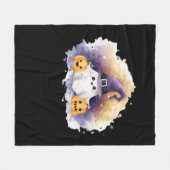 Niedliche Geisterkatze mit Pumpkins - Kawaii Hallo Fleecedecke (Vorderseite (Horizontal))