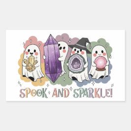 Niedliche Geisterkristalle Halloween-Magie Rechteckiger Aufkleber