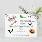 Niedliche Geisterkürbis Halloween Erster Geburtsta Einladung (Stehend Vorderseite)