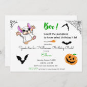 Niedliche Geisterkürbis Halloween Erster Geburtsta Einladung (Vorne/Hinten)