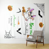 Niedliche Geisterkürbis Halloween Geburtstagsgrins Wandteppich (Beispiel (Horizontal))