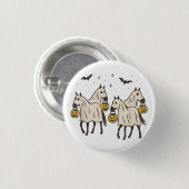 Niedliche Geisterpferde Halloween Trick oder Treat Button (Vorne & Hinten)
