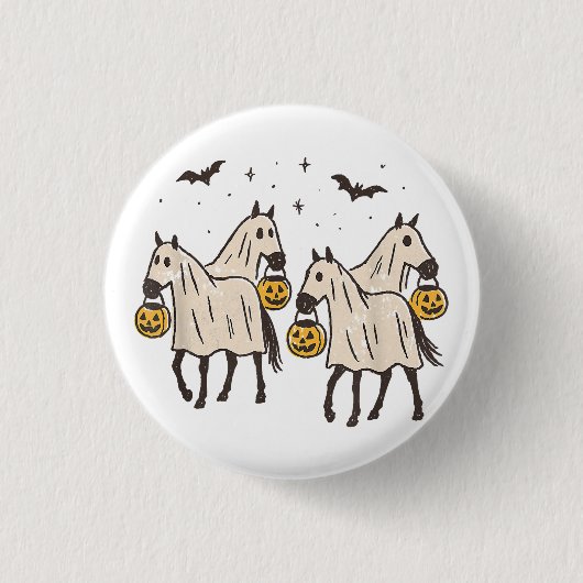 Niedliche Geisterpferde Halloween Trick oder Treat Button (Vorderseite)