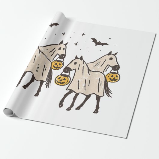 Niedliche Geisterpferde Halloween Trick oder Treat Geschenkpapier (Ungerollt)