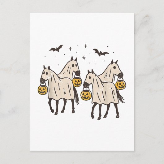 Niedliche Geisterpferde Halloween Trick oder Treat Postkarte (Vorderseite)