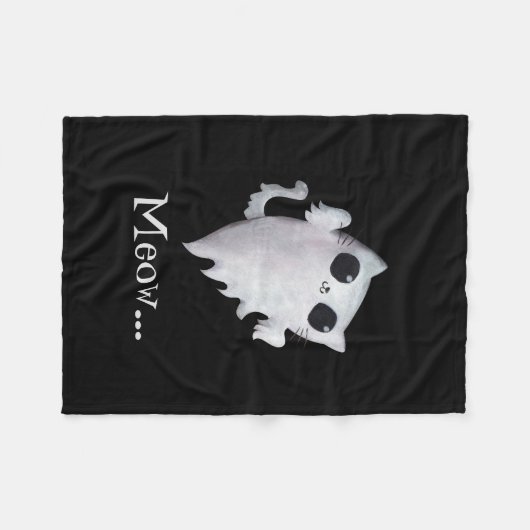 Niedliche Geistkatze Halloweens Fleecedecke (Vorderseite (Horizontal))
