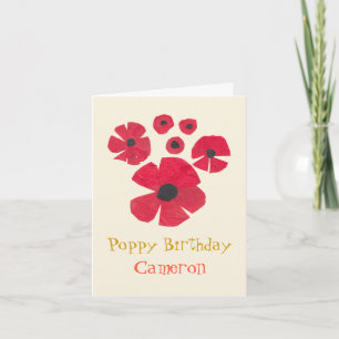 Niedliche geklappte Grußkarte MidCentury Red Poppi Karte