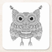 Niedliche Gekritzel-Eule Rechteckiger Pappuntersetzer (Vorderseite)