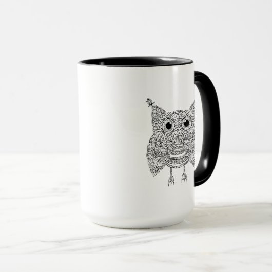 Niedliche Gekritzel-Eule Tasse (VorderseiteRechts)