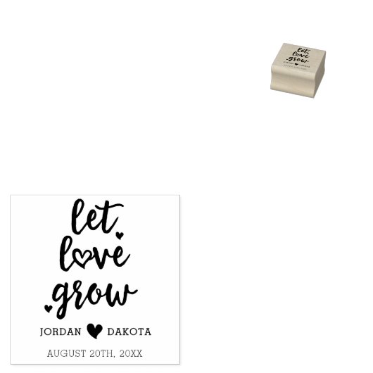 Niedliche Gelassen Liebe wachsen | Hochzeitsherzen Gummistempel (Stempel)