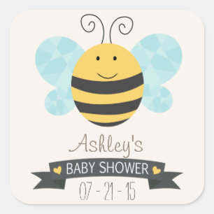 Niedliche Gelb- und Black-Bee-Babydusche Quadratischer Aufkleber