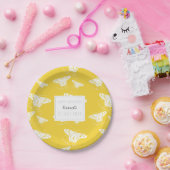 Niedliche Gelb- und Weißpapierplatte mit Schmetter Pappteller (Party)